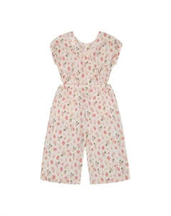 Детский комбинезон из жаккардовой ткани с цветочным принтом и вырезами - для девочек, белый Deux par deux