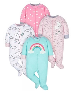 Пижама Sleep N' Play для девочек, 4 шт, розовый Gerber