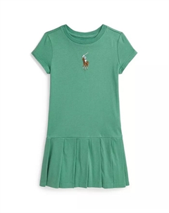 Платье плиссированное из джерси Big Pony для девочек и малышек, зеленый Polo ralph lauren