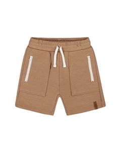 Мальчиковые шорты с карманом на молнии из велюрового трикотажа - для старших детей, коричневый/бежевый Deux par deux