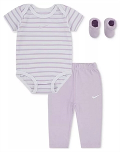 Комплект для новорожденного: боди, штанишки и махровые носочки, 3 предмета, фиолетовый Nike