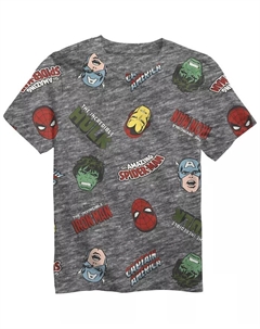 Футболка с коротким рукавом для мальчиков с логотипом AOP, серый Marvel