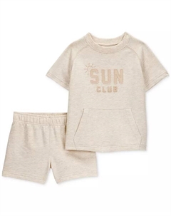 Детский комплект для мальчиков Boho Chic Sun Club: футболка и шорты, 2 предмета, коричневый/бежевый Carter`s