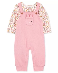 Комплект для девочек: футболка с длинным рукавом и комбинезон с цветочным принтом, 2 предмета, розовый Carter`s
