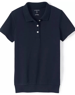 Детская поло с короткими рукавами и резинкой по низу, белый Lands' end