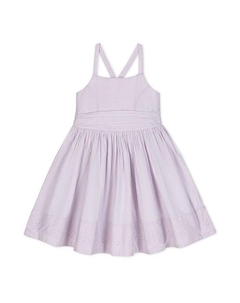 Детское праздничное сарафан без рукавов из органического хлопка с вышивкой и бантом на спине - Baby, фиолетовый Hope & henry