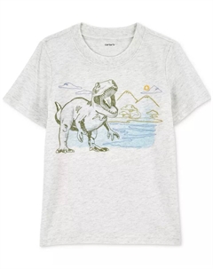 Футболка с коротким рукавом для мальчиков с принтом динозавра, серый Carter`s
