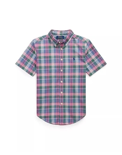 Рубашка с коротким рукавом в клетку Big Boys, зеленый Polo ralph lauren