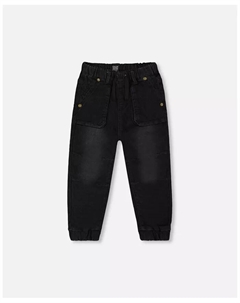 Брюки-джоггеры для мальчиков из денима с начесом, черные - для малышей/детей, черный Deux par deux