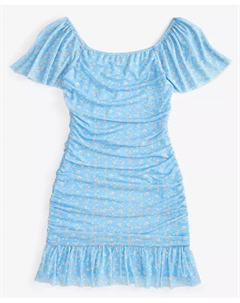 Платье с рюшами и воланами на рукавах из сетки для девочек постарше Big Girls, синий With jules