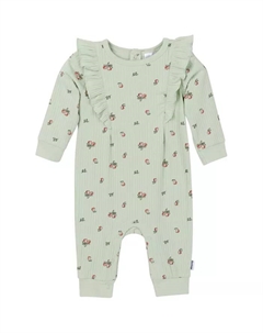 Детский ромпер с рюшами и длинными рукавами для девочек, зеленый Gerber