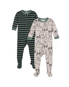 Детская пижама с ножками Snug Fit, хлопковая, 2 шт, зеленый Gerber