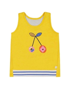 Детская майка из органического хлопка с вишнями - для девочек старшего возраста, желтый Deux par deux