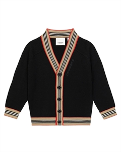 Шерстяной кардиган с полосками Icon Stripe, черный Burberry