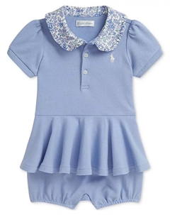 Комбинезон с баской для девочек, синий Polo ralph lauren