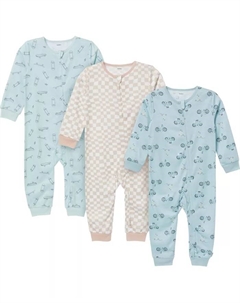 Пижама для мальчиков без ножек с обратной молнией, 3 шт, зеленый Gerber