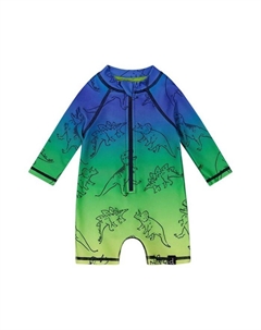 Мальчиковый принтованный лонгслив-рашгард (комбинезон) - для малышей, зеленый Deux par deux