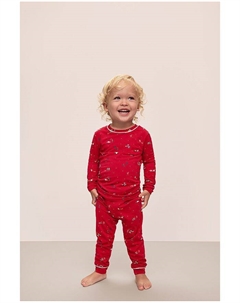 Унисекс пижамный комплект с принтом и длинными рукавами - для малышей и детей постарше, красный Eberjey