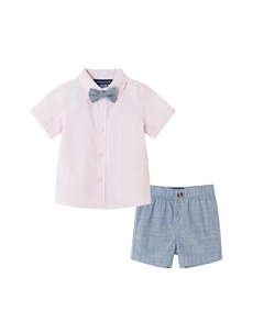 Комплект для мальчиков: розовые полосатые шорты Oxford с бабочкой, розовый Andy & evan