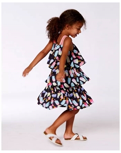 Платье для девочек с принтом и ярусами Ice Lollipops And Black, черный Deux par deux