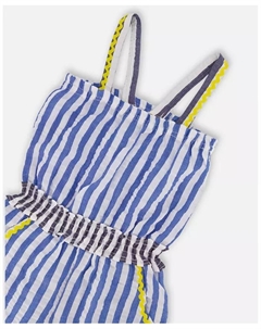 Детский сарафан-комбинезон без рукавов из пике в сине-белую полоску для девочки - Toddler|Child, синий Deux par deux