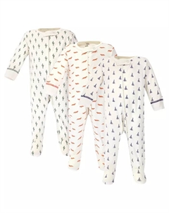 Органический комбинезон для сна и игр Baby Boys, нейтральный принт "Endangered Safari", 0-3 месяца, коричневый/бежевый Touched by nature