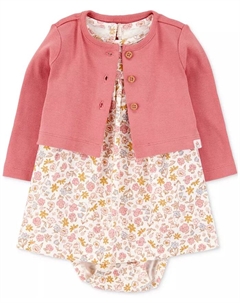 Комплект для девочек: платье-боди из хлопка и кардиган, 2 предмета, розовый Carter`s