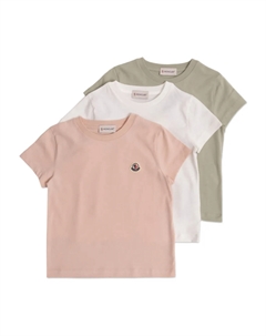 Футболка из хлопка с нашивкой-логотипом (упаковка из трех штук), белый Moncler enfant