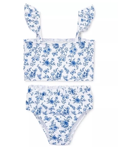 Детский купальный комплект из 2 предметов с цветочным принтом для девочек, синий Little me