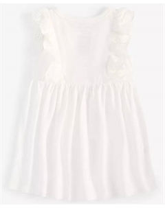 Платье для девочек с кружевными вставками и рюшами Baby Girls Solid Eyelet-Flutter, белый First impressions