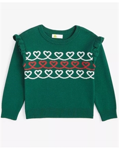 Детский свитер с рюшами в виде сердца для девочек, зеленый Epic threads
