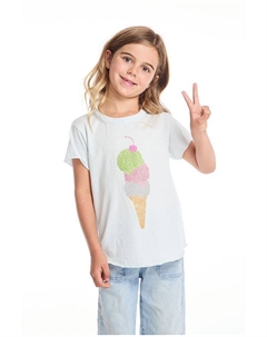 Детская футболка с принтом "Блестящее мороженое" для девочек, синий Chaser