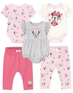 Комплект для девочек "Минни Маус" (боди и штанишки), 5 предметов, розовый Disney