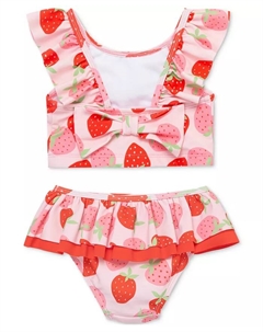 Детский купальный комплект из 2 предметов с принтом клубники для девочек, розовый Little me