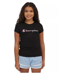 Футболка с принтом для девочек с коротким рукавом Big Girls, черный Champion