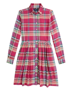 Клетчатое платье-рубашка на пуговицах, розовый Polo ralph lauren kids