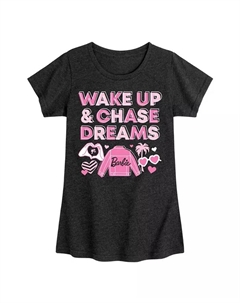 Футболка с коротким рукавом и принтом "Big Girls Wake Up Chase Dreams", черный Barbie