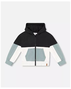 Детский худи с молнией и цветными блоками из френч-терри для мальчиков, черный, бирюзовый и с мерцающим эффектом - Toddler|Child, белый Deux par deux