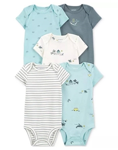 Боди для мальчиков из хлопка с коротким рукавом, набор из 5 штук, мультиколор Carter`s