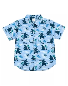 Семейная гавайская рубашка на пуговицах Big Boys, синий Godzilla