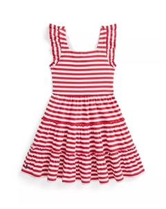 Платье полосатое с рюшами из джерси для девочек Toddler и Little Girls, мультиколор Polo ralph lauren