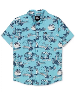 Классическая хлопковая рубашка с коротким рукавом Big Boys Apero, синий Quiksilver