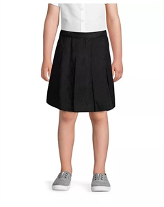 Юбка с коробчатыми складками для девочек постарше до колена, черный Lands' end