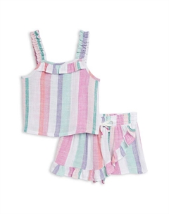 Детский комплект "Cotton Candy" с полосками: топ и шорты-юбка — для малышек и девочек постарше, синий Splendid