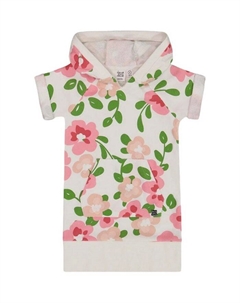 Детское платье с капюшоном из френч-терри с принтом для девочек - Little Kid, белый Deux par deux