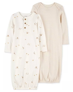 Детский комплект из 2 хлопковых спальных платьев, слоновая кость/кремовый Carter`s
