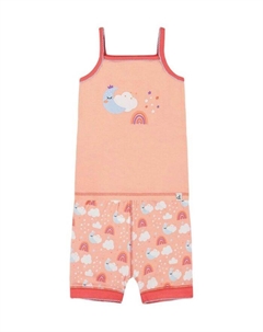 Детский комплект пижамы из органического хлопка: топ и шорты Rainbow на светло-коралловом фоне - для девочек старшего возраста, розовый Deux par deux