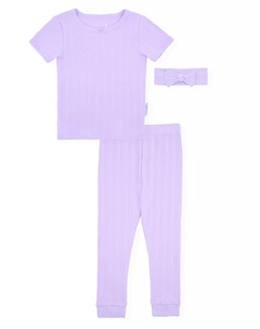 Пижама для девочек Baby and Toddler Girls из 3 предметов с головной повязкой в стиле Pointelle, фиолетовый Max & olivia