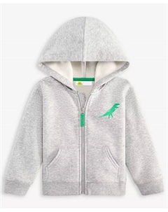 Детская мягкая худи с капюшоном и молнией в стиле динозавров, мальчики 2T-4T, серый Epic threads