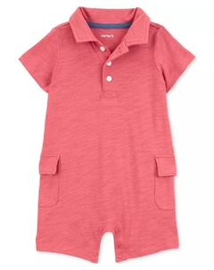 Детский хлопковый комбинезон-поло с карманами для мальчиков, красный Carter`s